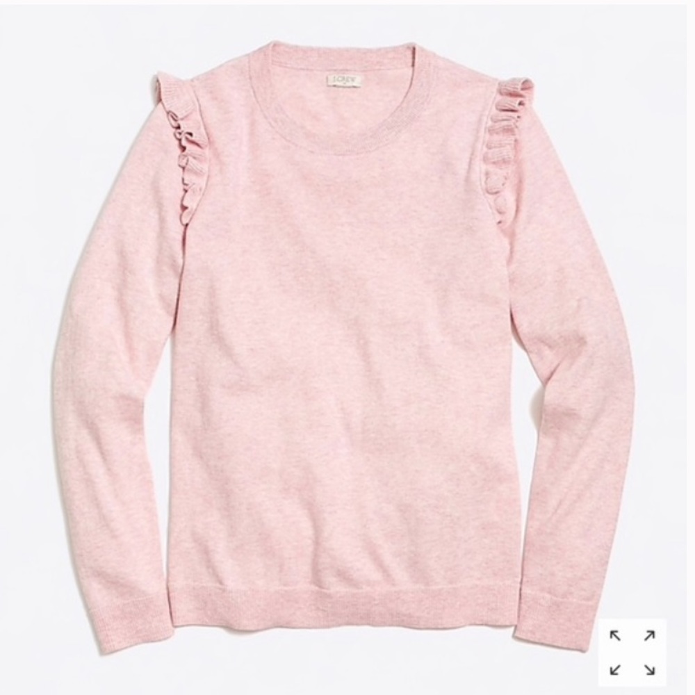 J. Crew Pink Ruffled Cotton Sweater